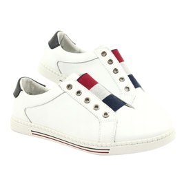 Filippo Baskets en cuir élégantes DP2155/21 WH blanc rouge bleu marine 5