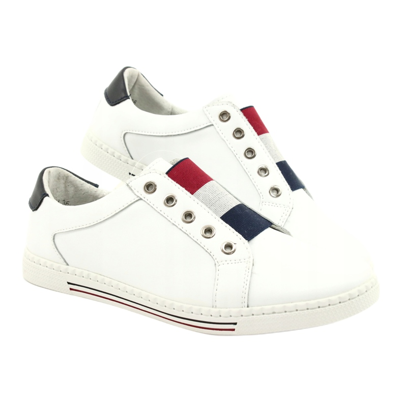 Filippo Baskets en cuir élégantes DP2155/21 WH blanc rouge bleu marine 5