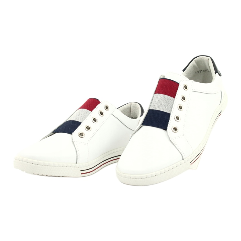 Filippo Baskets en cuir élégantes DP2155/21 WH blanc rouge bleu marine 1