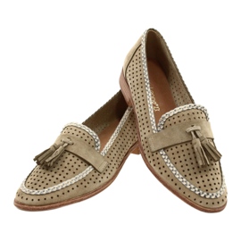 Sergio Leone Mocassins En Daim Ajouré MK735 Beige 3