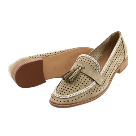 Sergio Leone Mocassins En Daim Ajouré MK735 Beige 2