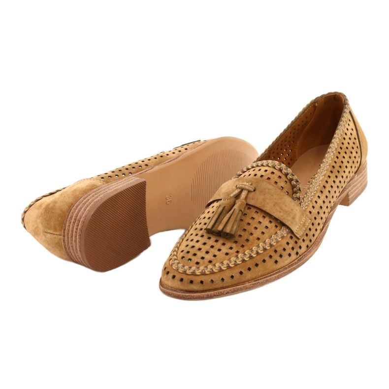 Mocassins Daim Ajouré Sergio Leone MK735 Camel brun 2