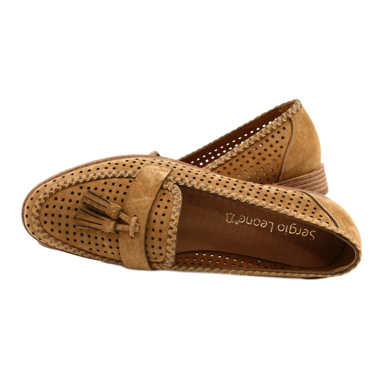 Mocassins Daim Ajouré Sergio Leone MK735 Camel brun 4