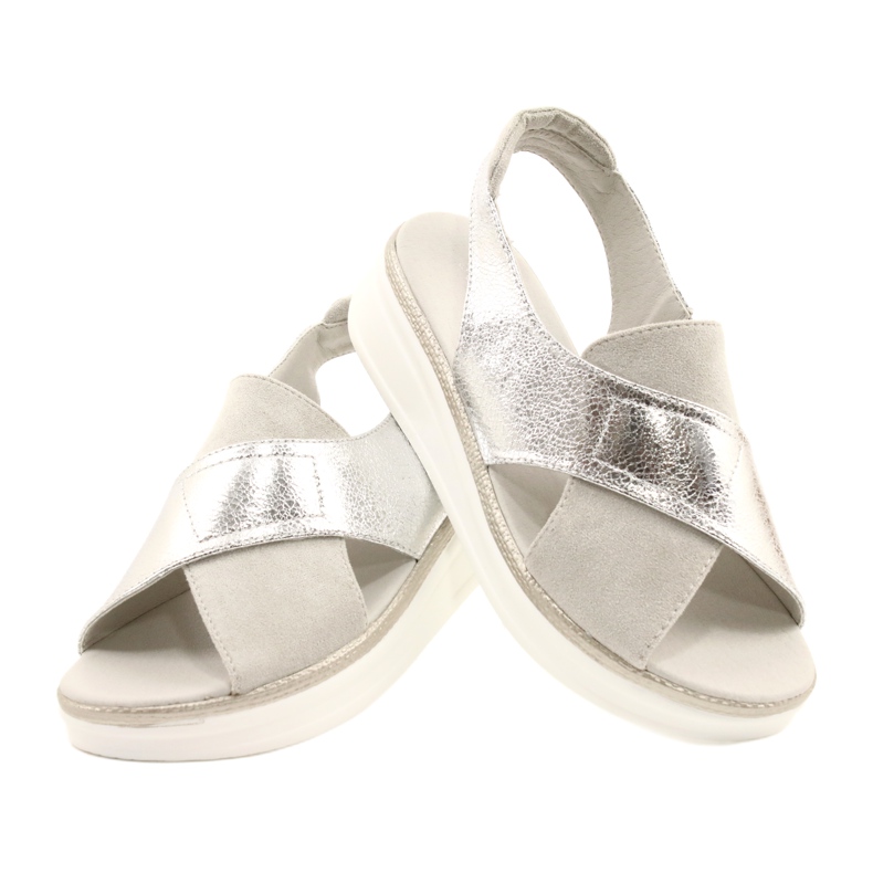 Sandales confortables sur la plateforme Sergio Leone SK029 argent gris 5