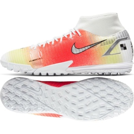 Nike Mercurial Superfly 8 Academy Mds Tf CV0952 118 chaussures de football rouge, blanc, jaune orange 2