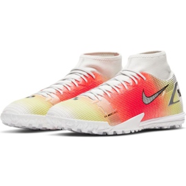 Nike Mercurial Superfly 8 Academy Mds Tf CV0952 118 chaussures de football rouge, blanc, jaune orange 3