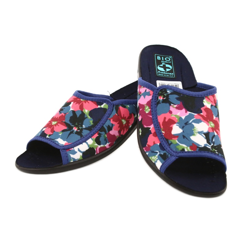 Chaussons femme à fleurs Adanex 23000 rouge bleu marin rose vert 3