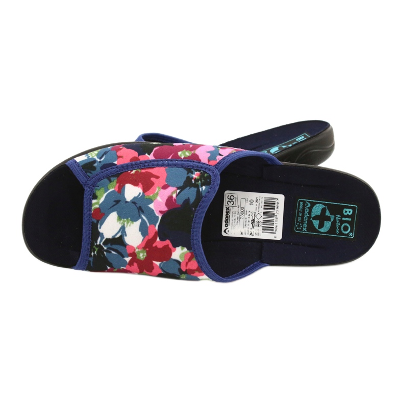 Chaussons femme à fleurs Adanex 23000 rouge bleu marin rose vert 4