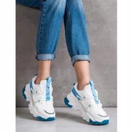 SHELOVET Baskets Avec Inserts Mode Bleus blanche 4
