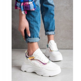 SHELOVET Baskets à la mode blanc multicolore 1