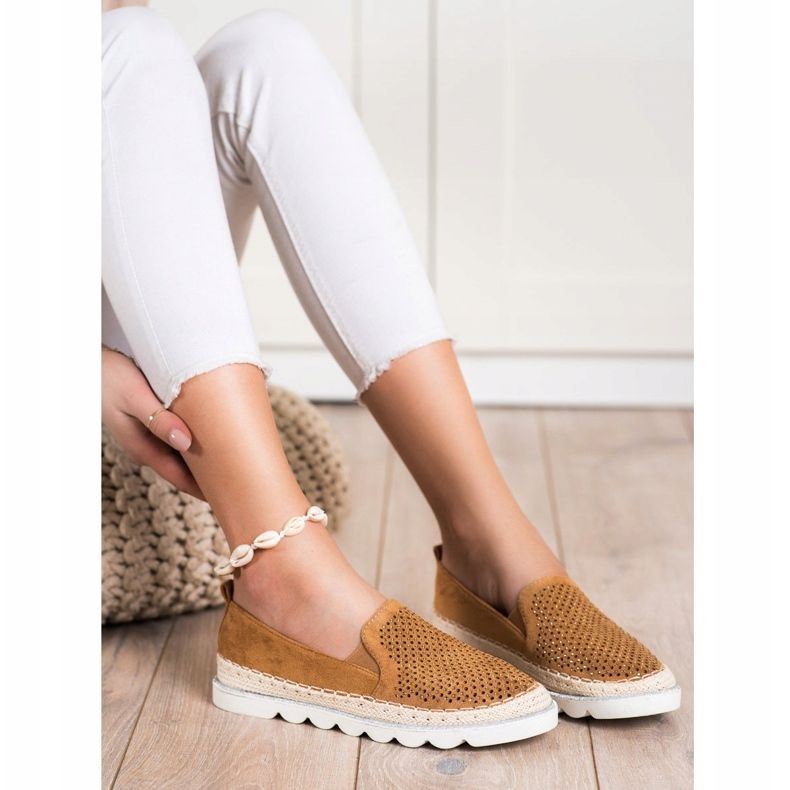 SHELOVET Slipons Ajourés Avec Cristaux brun 1