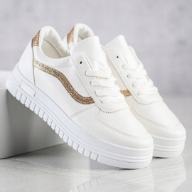 SHELOVET Baskets blanches avec empiècement pailleté 1