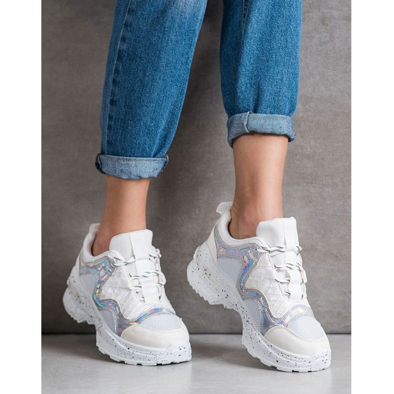 SHELOVET Baskets à effet holo blanche multicolore 2