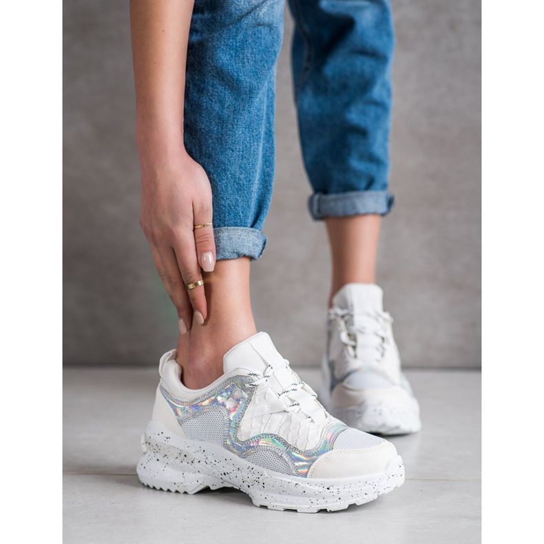 SHELOVET Baskets à effet holo blanche multicolore 1