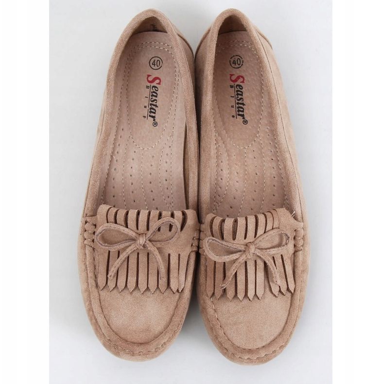 Mocassins femme beige foncé GS11P Kaki 1