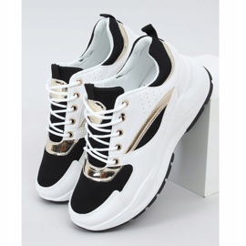 Chaussures de sport noires et blanches 9795 Black doré 1