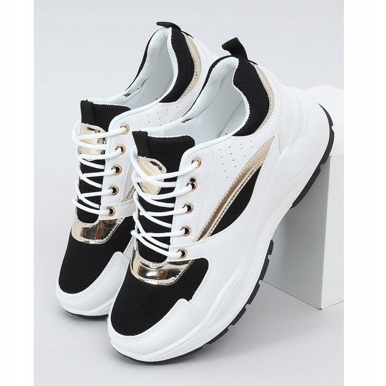 Chaussures de sport noires et blanches 9795 Black doré 1