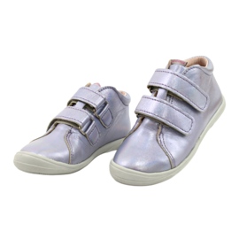 Chaussures velcro en cuir des filles 1264 Holographic Mazurek violet 1
