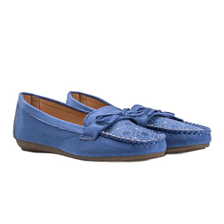 Mocassins bleus à motif Maura ajouré 1