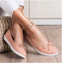 Diamantique Ballerines à la mode avec cuir écologique rose 1