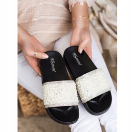 Seastar Pantoufles Élégantes Avec Des Perles noir 2