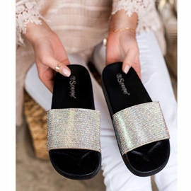 Seastar Pantoufles Avec Cristaux noir argent 1