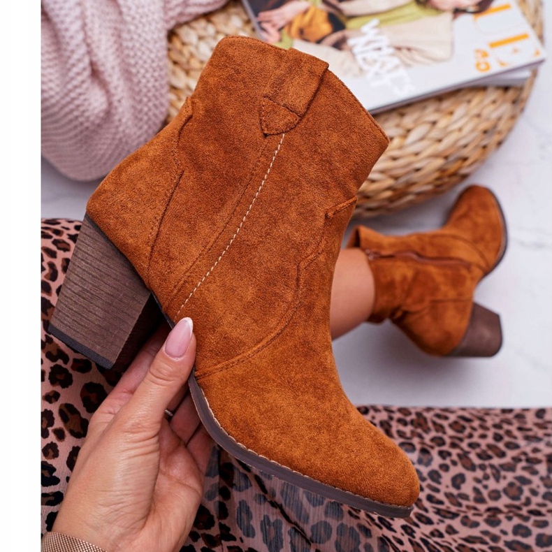 BUGO Bottes à Talons Femme Cowboy Camel Nutriso brun 3