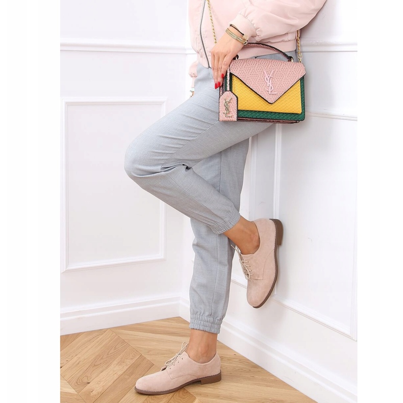 Rose G325 Mocassins à lacets roses 1