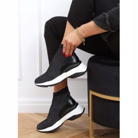 Noir RQ286 Chaussures de sport noires sur talon compensé dissimulé 1