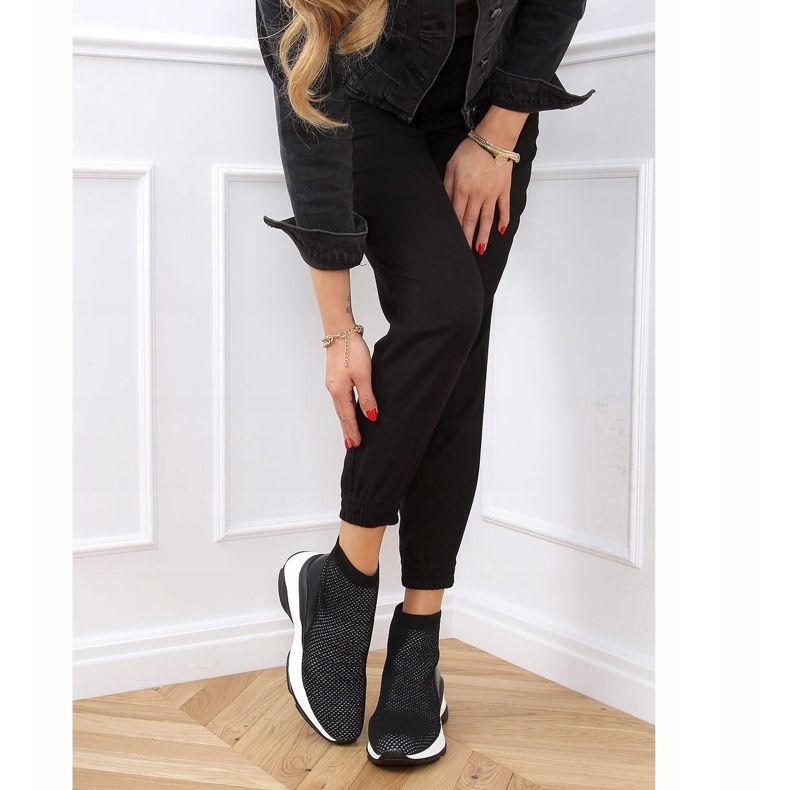 Noir RQ286 Chaussures de sport noires sur talon compensé dissimulé le noir 2