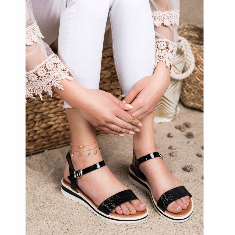 Weide Sandales vernies décontractées noir 2