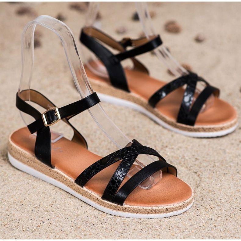 Weide Sandales noires confortables le noir 1