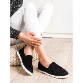 SHELOVET Slipons en daim ajouré le noir 3