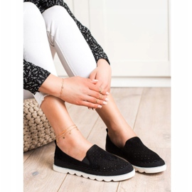 SHELOVET Slipons en daim ajouré le noir 2