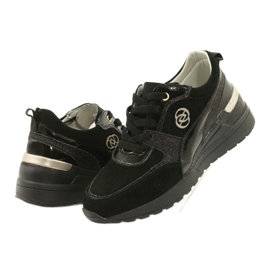 Evento Baskets compensées en cuir pour femmes 21PB08-3954 Noir 2