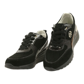 Evento Baskets compensées en cuir pour femmes 21PB08-3954 Noir le noir 1