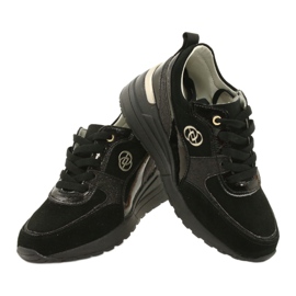 Evento Baskets compensées en cuir pour femmes 21PB08-3954 Noir 3