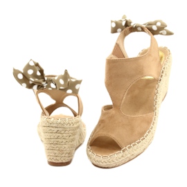 Sandales espadrilles beiges à nœud femme Jezzi 21SD98-3593 2