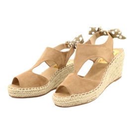 Sandales espadrilles beiges à nœud femme Jezzi 21SD98-3593 1