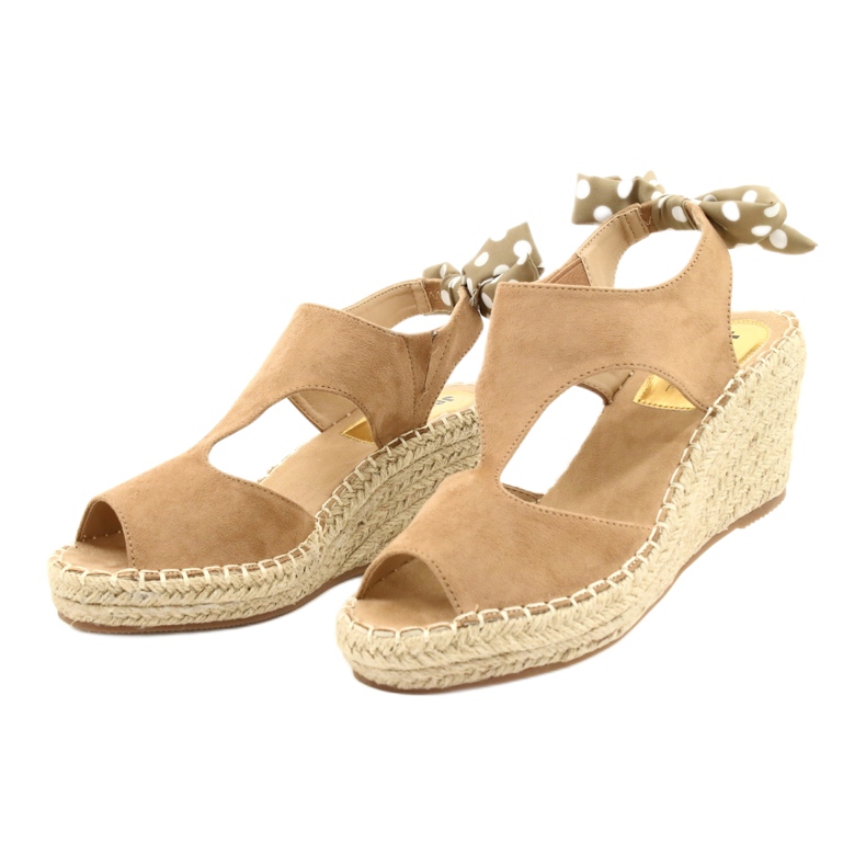 Sandales espadrilles beiges à nœud femme Jezzi 21SD98-3593 1