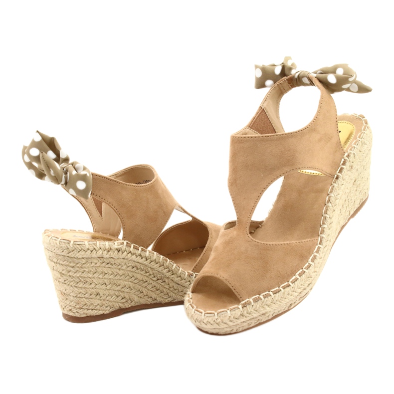 Sandales espadrilles beiges à nœud femme Jezzi 21SD98-3593 3