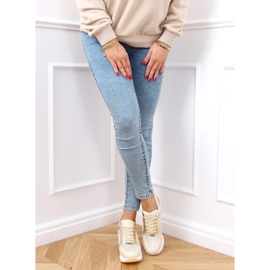 Chaussures de sport sur un coin caché beige et or RQ288 Beige doré 2