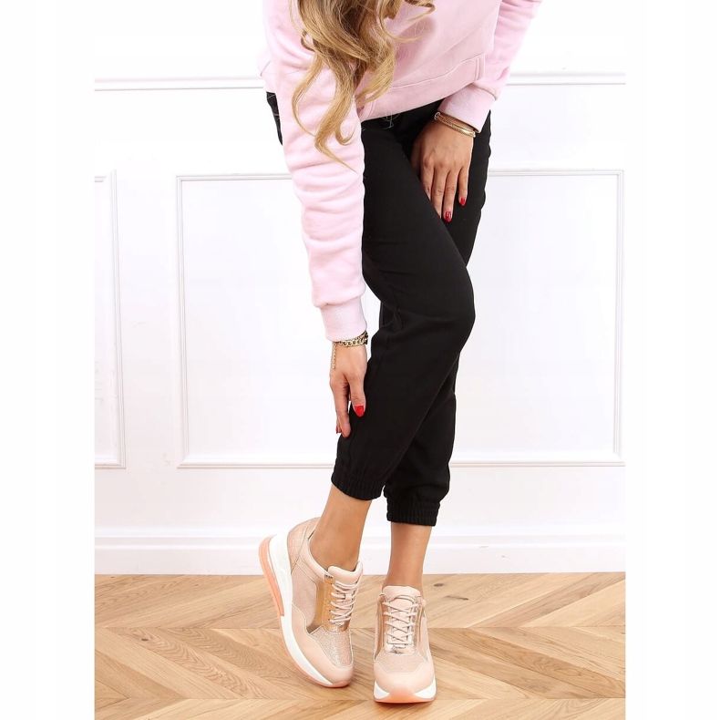 Rose RQ288 Chaussures de sport roses sur talon compensé dissimulé 1 Rose RQ288 Chaussures de sport roses sur talon compensé dissimulé 1