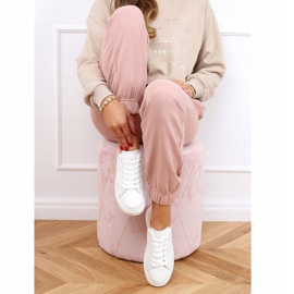 Baskets femme blanches et roses A88-63 Rose 1