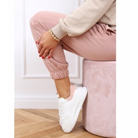 Baskets femme blanches et roses A88-63 Rose 2