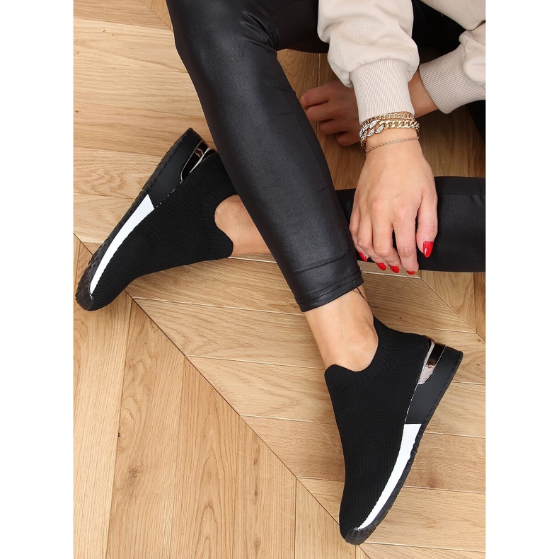 Noir LDH006 Chaussettes noires chaussures de sport 1