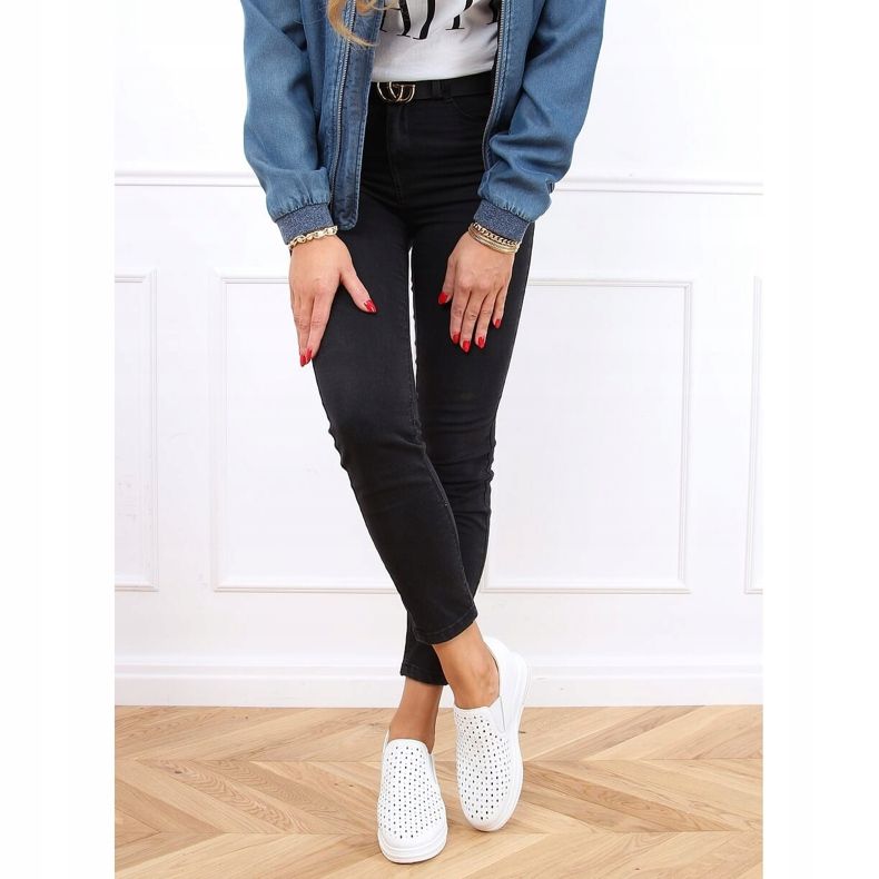 Baskets à enfiler talons compensés blanc HY-251 Blanc 2