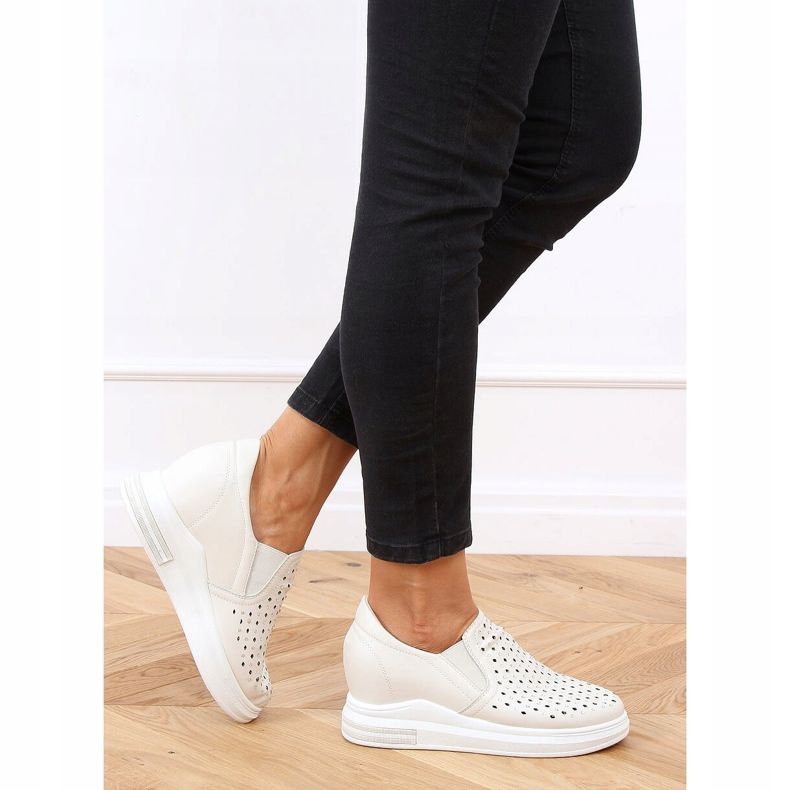 Baskets à enfiler sur le compensé beige HY-251 Beige 2