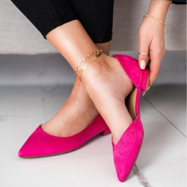 Lovery Ballerines En Daim Avec Découpe rose 4