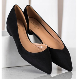 Lovery Ballerines En Daim Avec Découpe le noir 3